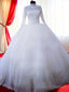 Ball-Gowns High Neck Long Sleeves Lace Chapel Train Tulle Wedding Dress