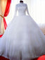 Ball-Gowns High Neck Long Sleeves Lace Chapel Train Tulle Wedding Dresses