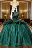 Ball-Gown Lace Emerald Green Glitters Quinceanera Dresses
