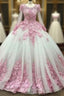 Ball Gown Long Sleeve Tulle Prom Flowers Wedding Dresses