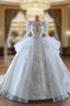 Ball Gown Long Sleeve Tulle Sequins Beading Wedding Dress