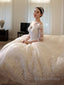 Ball Gowns Off-the-Shoulder Cathedral Train Tulle Wedding Dresses With Beading