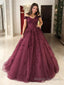Ball Gowns Off-the-Shoulder Sweep Train Tulle Prom Dresses With Appliques Lace
