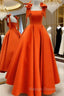 Ball Gown Orange Satin Dress With Straps