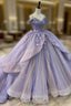 Ball Gowns Organza Off-the-Shoulder Lavender Quinceanera Dress