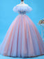 Ball Gown Pink Tulle Off The Shoulder Prom Dress