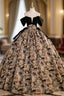 Ball Gown Print Strapless Quinceanera Dress