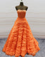 Ball Gown Ruffles Strapless Orange Dresses