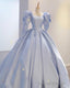 Ball Gowns Satin Dresses Puffy Sleeves Open Back
