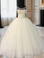 Ball-Gowns Scoop Beading Floor Length Tulle Wedding Dress