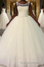 Ball Gown Scoop Floor Length Tulle Wedding Dress With Beading