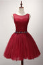 Ball Gowns Scoop Neck Short Tulle Homecoming Dresses With Beading