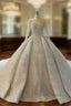 Ball Gown Sequins Long Sleeve Beading Luxury Wedding Dresses