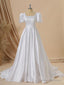 Ball Gowns Short Sleeves Charmeuse Square Chapel Train Wedding Dresses