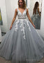 Ball Gown Sleeveless Long Dress Floor Length Tulle Prom Dress With Lace Appliqued Beading