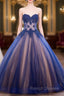 Ball Gown Sweetheart Long/Floor-Length Tulle Prom Dress With Appliqued