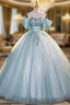 Ball Gown Tulle Sequins Appliques Quinceanera Dress