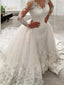 Ball Gowns V Neck Cathedral Train Tulle Wedding Dresses With Appliques Lace