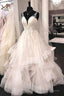 Ball Gowns V Neck Tulle Lace Wedding Dress A-Line Floor Length Beautiful