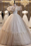 Ball Gowns White Tulle 3D Flower Wedding Dress