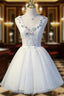 Ball Gowns White Tulle Open Back homecoming Dresses