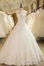 Ball Gowns Tulle High Neck Wedding Dress With Lace Applique
