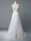 Beach Wedding Dresses A-Line Sleeveless V Neck High Split Floor Length Backless Bridal Gowns