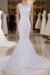 Beaded Lace Backless Mermaid Wedding Dresses