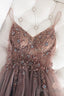 Beadede Prom Dresses Long With Spaghetti Straps