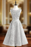 Beading Prom Gray O-neck Sleeveless Appliques
