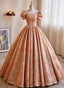 Beautiful Ball Gowns Short Sleeves Long Prom Dresses Long Sweet 16 Dresses