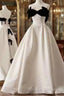 Beautiful Ball Gown Straps White Lace Long Prom Dresses