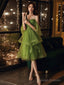 Beautiful Green Beaded Straps Short Prom Dress Green Prom Dress