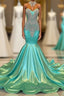 Beautiful High-neck Sweetheart Sleeveless Mermaid Prom Dresses With Beading