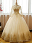 Beautiful Light Champagne Long Sleeves Party Gown, Sweet 16 Dress