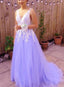 Beautiful Light Purple Tulle Dresses White Lace And Lavender Prom Dresses