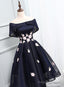 Beautiful Navy Bluehomecoming Dresses Chic Asymmetrical Short Prom Dresses