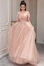 Beautiful Pink Off The Shoulder Lace Prom Dress Pink Junior Prom Dress