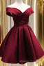 Beautiful Satin Off Shoulder Lace-Up Knee Length Bridesmaid Dresses Short Homecoming Dresses