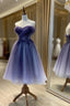 Beautiful Sweetheart Tulle With Lace Short Prom Dress, Purple Homecoming Dresses