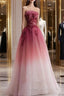 Beautiful Tulle Gradient with Beaded Long Party Dress A-line Gradient Prom Dress prom dresses shops