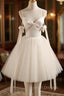 Beige Aline Tulle Short Prom Dress Beige Tulle Homecoming Dress