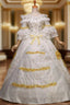 Best For You White Ball Gown Satin Lace Short Sleeve Antonietta Rococo Dress