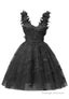 Black 3D Butterfly Lace Applique Tulle Homecoming Dress for Teens Sweetheart Mini Short Prom Dresses