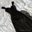 Black A Line Shiny Long Prom Dress Ruffled Evening Gown