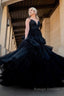 Black A Line Spaghetti Straps Long Prom Dress