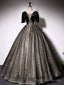 Black A Line Tulle Lace Long Prom Dress, Black Lace Formal Dress