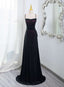 Black And Burgundy Scoop Straps Lace-Up Long Prom Dresses Simple Long Prom Dresses
