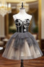 Black and Champagne Sweetheart Short Formal Dress Party Dress, Short Homecoming Dresses