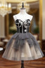 Black and Champagne Sweetheart Short Prom Dresseses Short Homecoming Dress